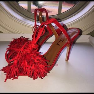 FSJ Tassel Fringe Red Sandal